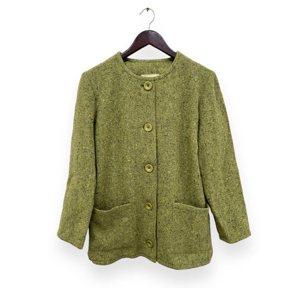Boyne Valley Weavers Green Wool Jacket Size P Made in Ireland - Picture 1 of 5